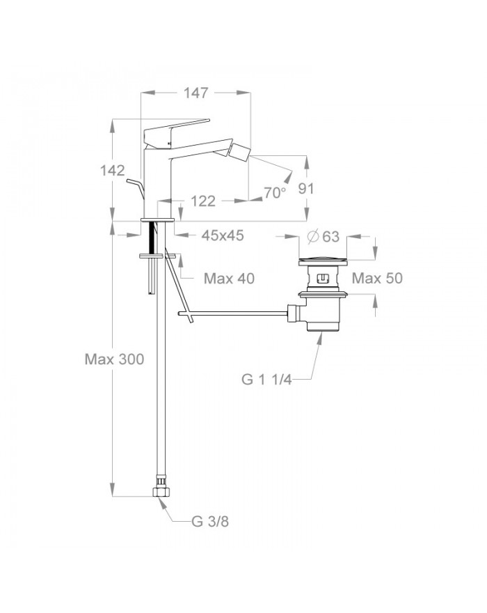 FIR ITALIA Doda 67 Bidet mixer with chrome waste