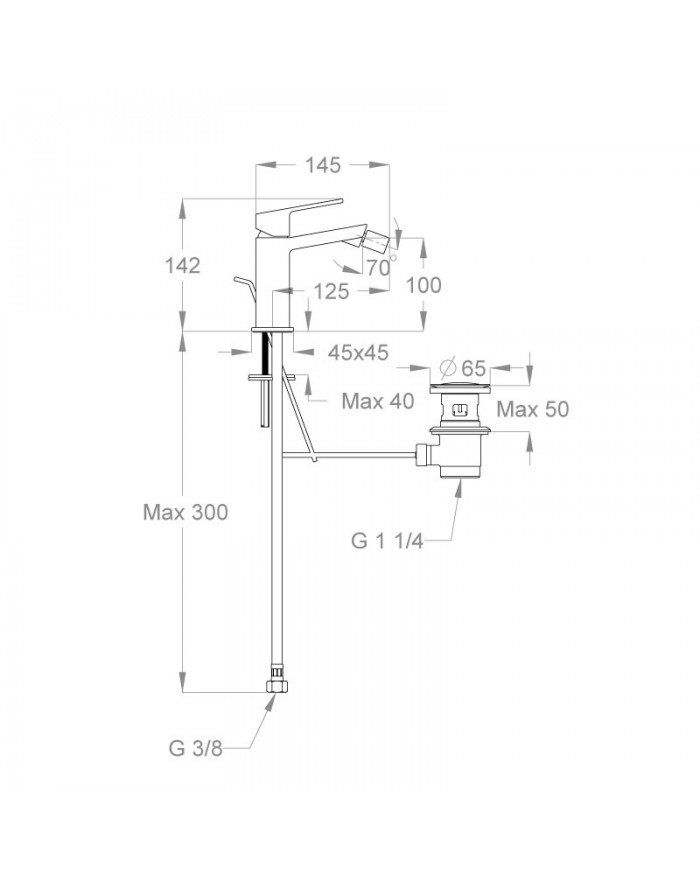 FIR ITALIA Kelio 63 Bidet mixer with chrome waste