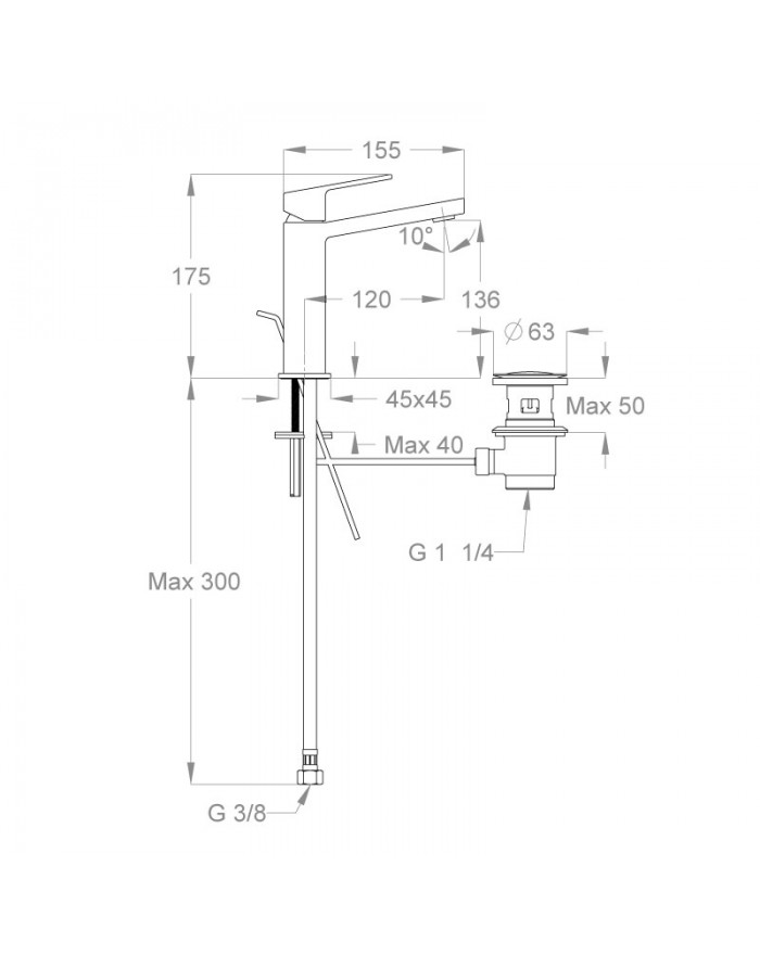 FIR ITALIA Kelio 63 Basin mixer with chrome waste