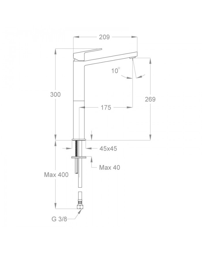 FIR ITALIA Kelio 63 High basin mixer without waste chrome