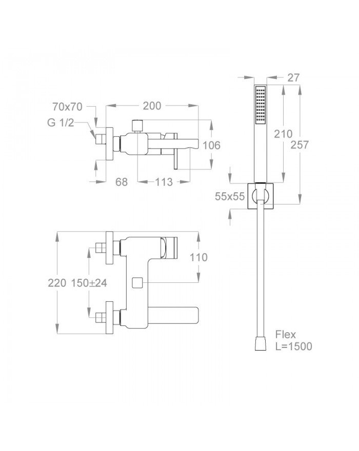 FIR ITALIA Kelio 63 Chrome external bath mixer