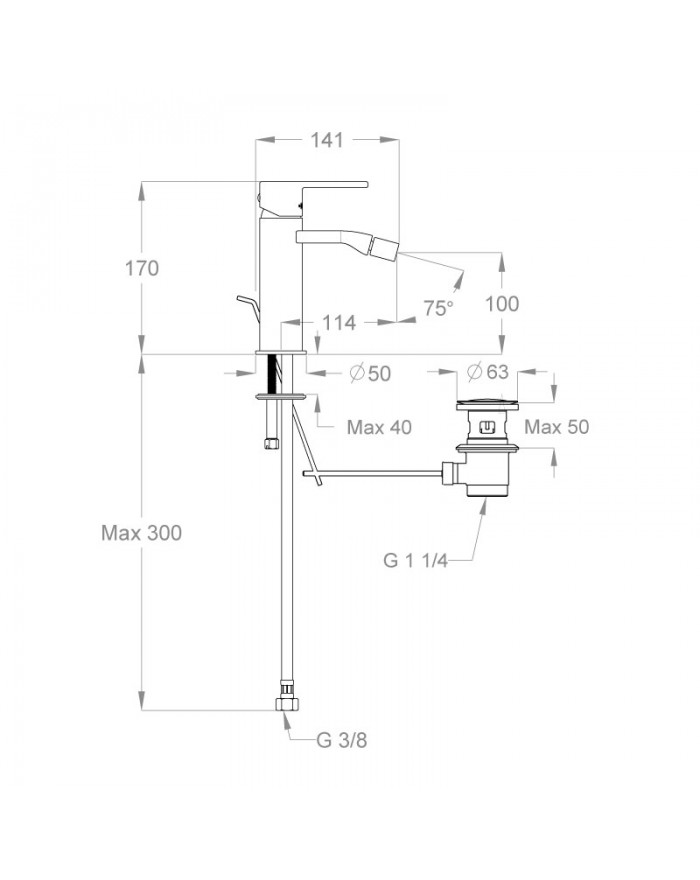 FIR ITALIA Sweet 46 Bidet mixer with chrome waste