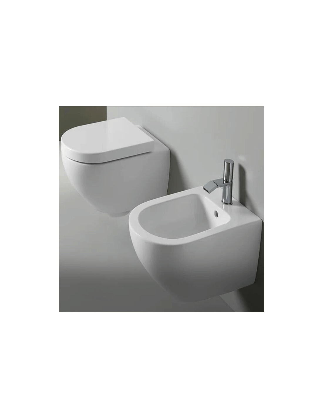 Ceramica Cielo Coppia Sanitari Sospesi Bidet E Vaso Senza Brida Con Sedile  Rallentato Pomice