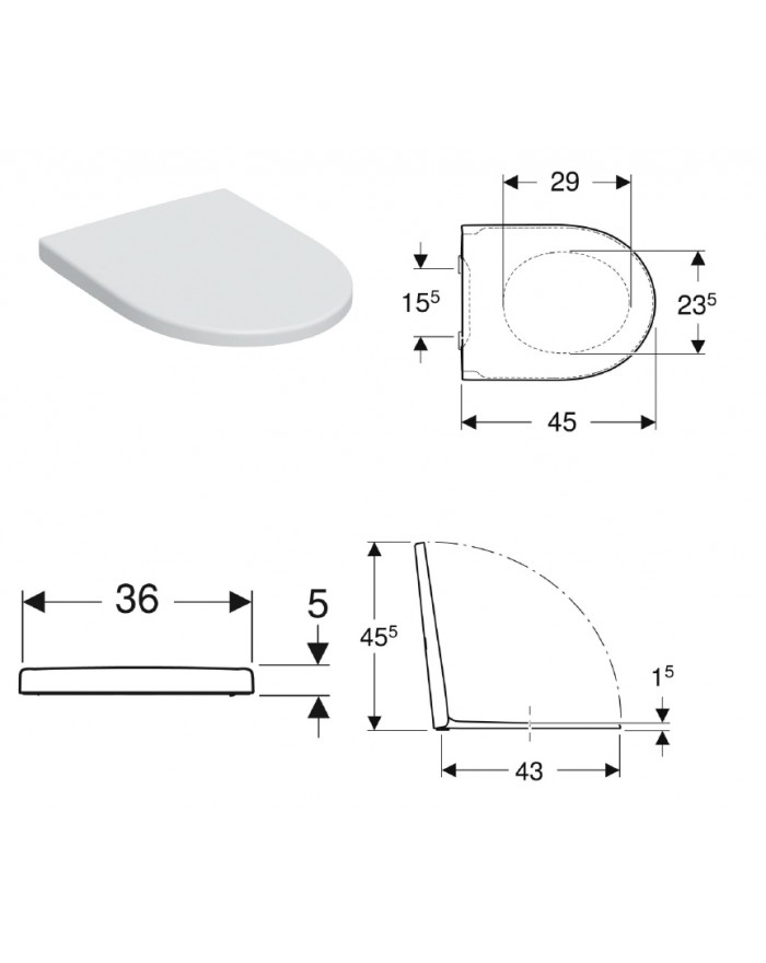 copy of Geberit Icon Rimfree® wall hung washdown toilet set with soft close seat