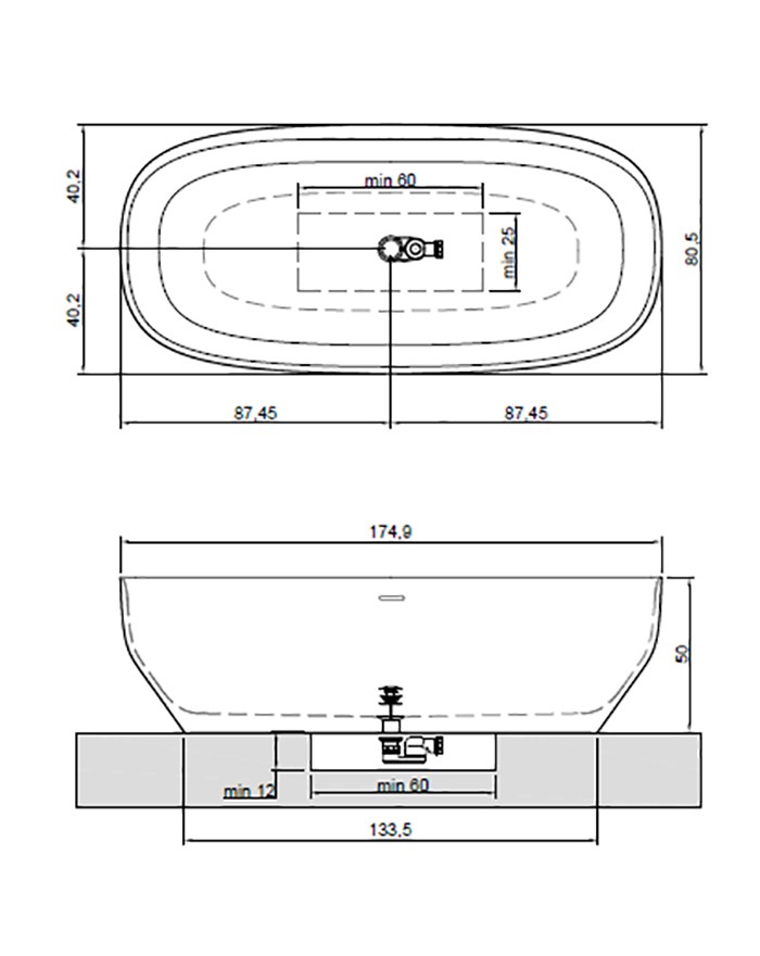 copy of Antonio Lupi Urnamood Countertop washbasin 50x23,5 Flumood