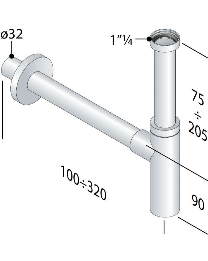 OMP TEA sifone lavabo arredo tondo 1"1/4 ottone cromato 710.135.5.K