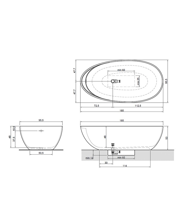 copy of Antonio Lupi Urnamood Countertop washbasin 50x23,5 Flumood