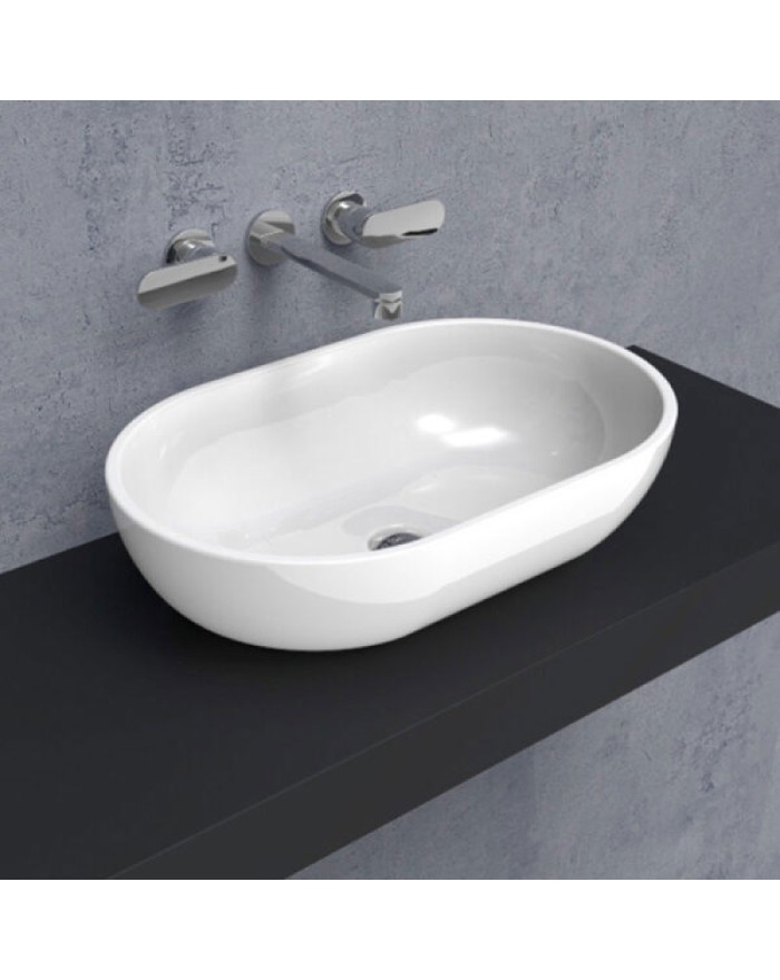 Lavabo da appoggio Ceramica Flaminia Pass bianco PS62C