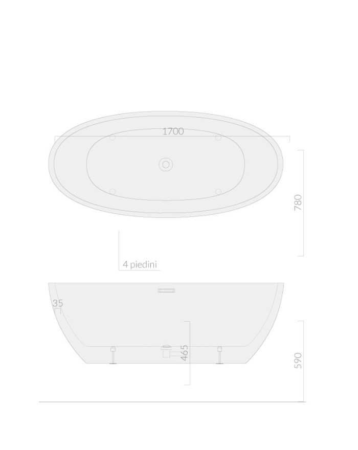 Eden Galassia Flow Bathtub 170x78 cm white