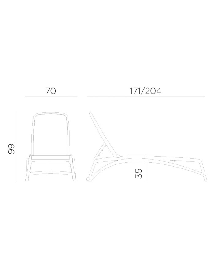 Lettino prendisole 171/204x70x99h cm  tortora/deserto Nardi Atlantico 404501010320F