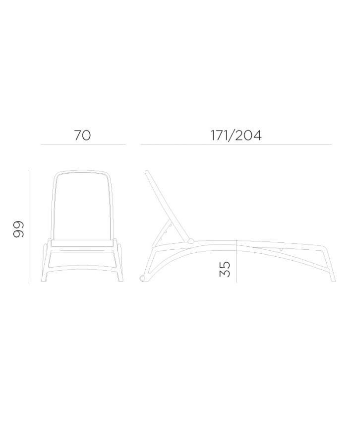 Lettino  prendisole 171/204x70x99h cm Nardi Atlantico antracite 404500205720F