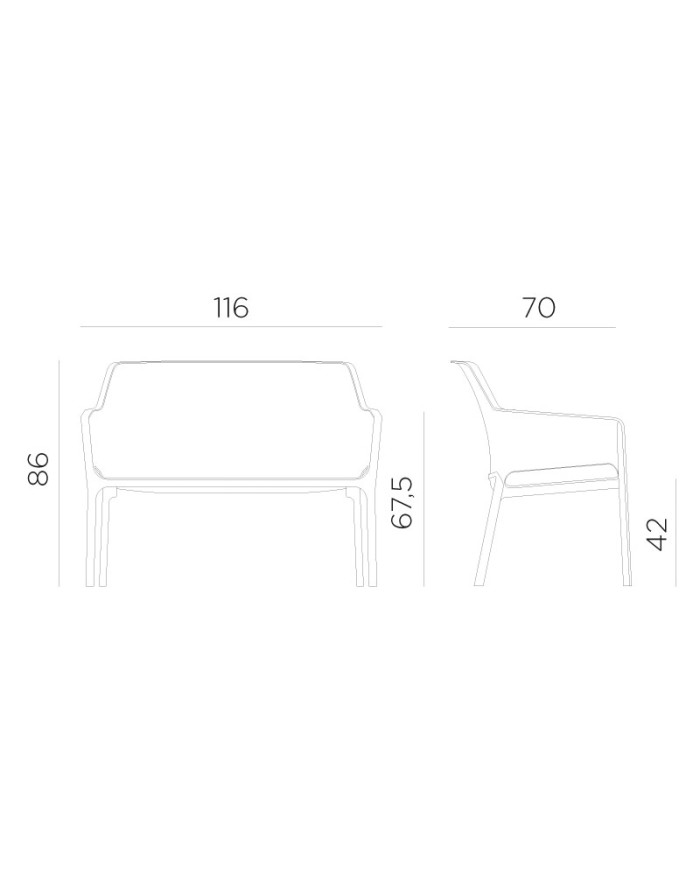 Nardi Net Bench Coral outdoor bench