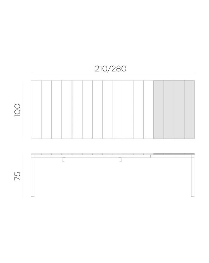 Nardi Rio Alu 210 Ext. White extendable table