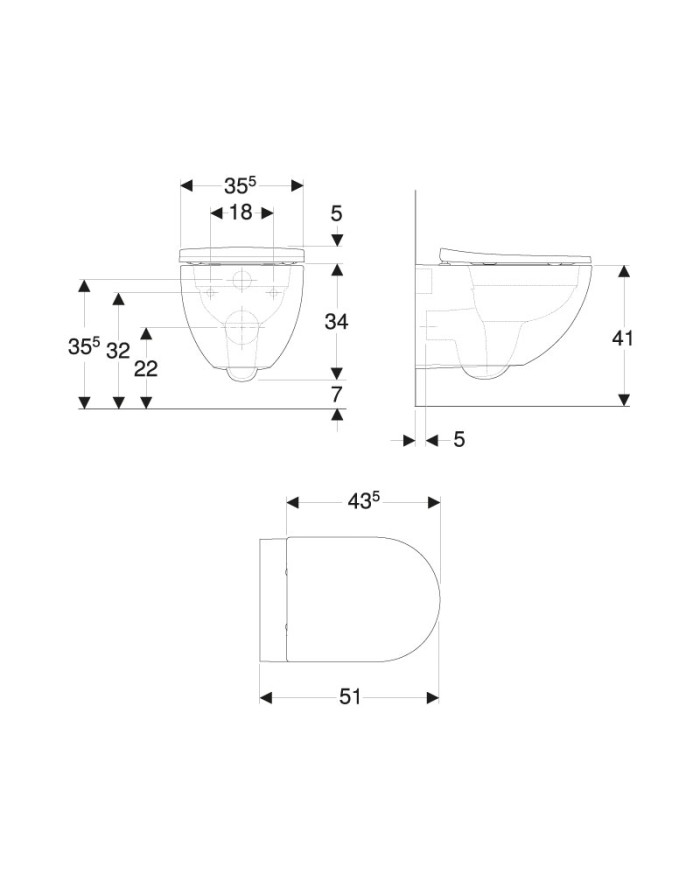 Geberit Acanto Rimfree® wall hung washdown toilet set with soft close seat