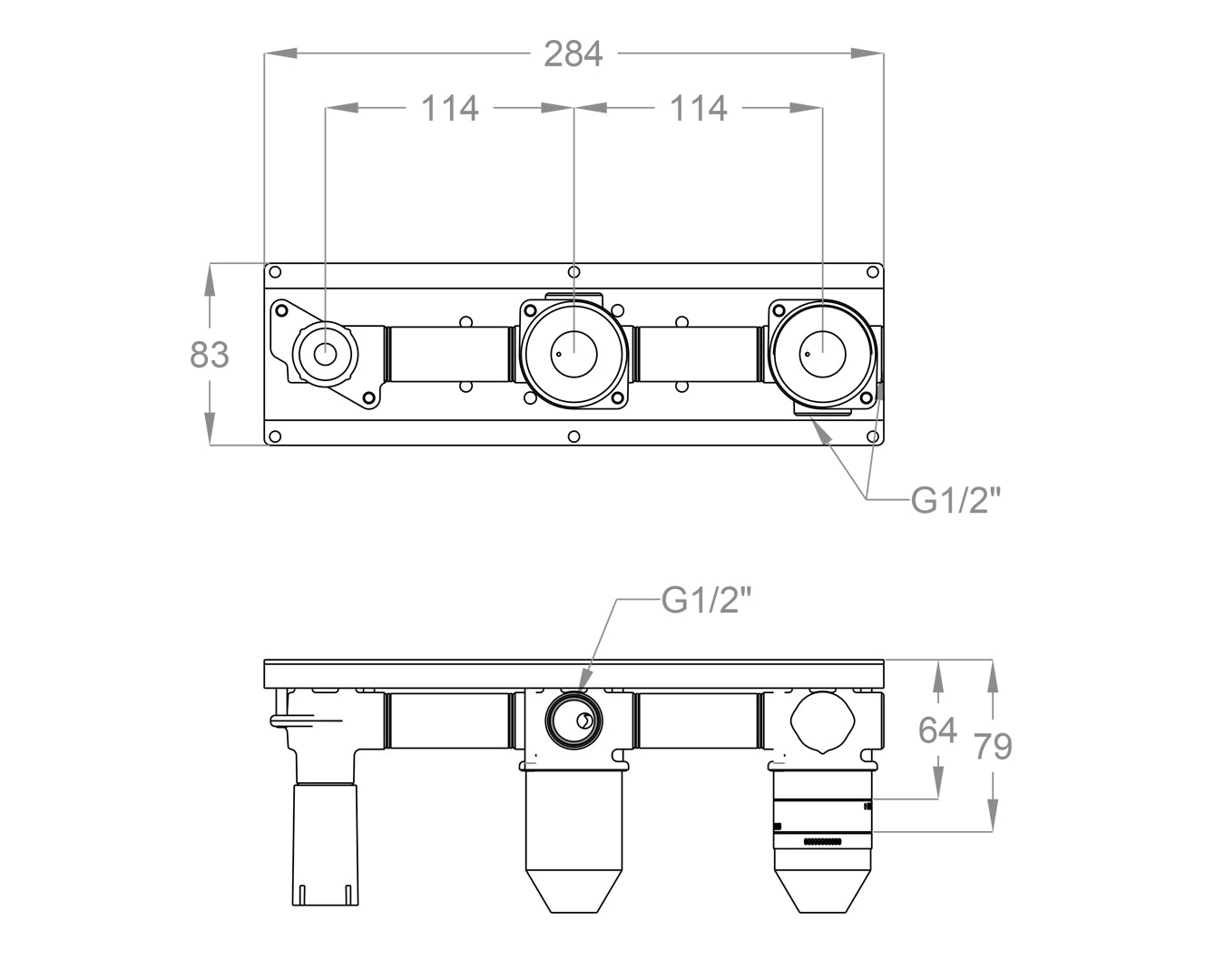 FIR parte incasso miscelatore orizzontale 2 vie Easy