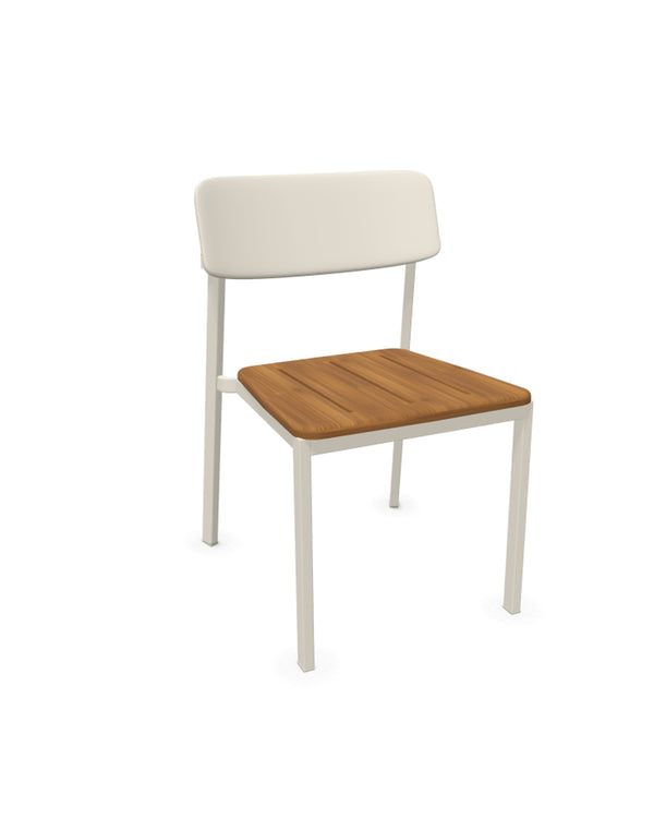 Sedia Shine in alluminio bianco e teak design Arik Levy
