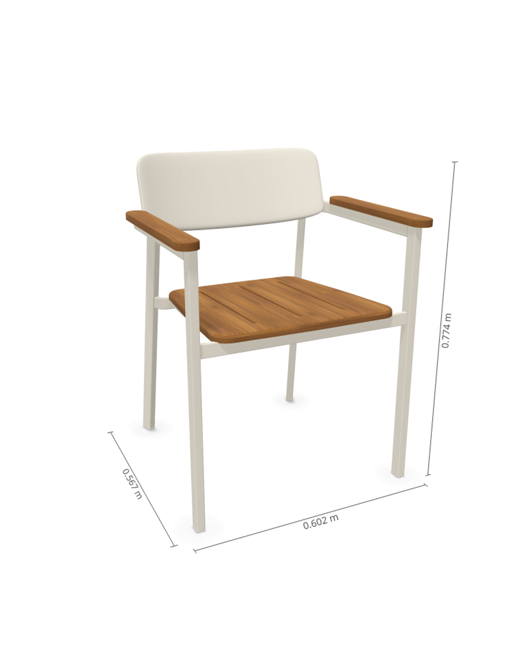 Poltroncina Shine in alluminio bianco e teak design Arik Levy