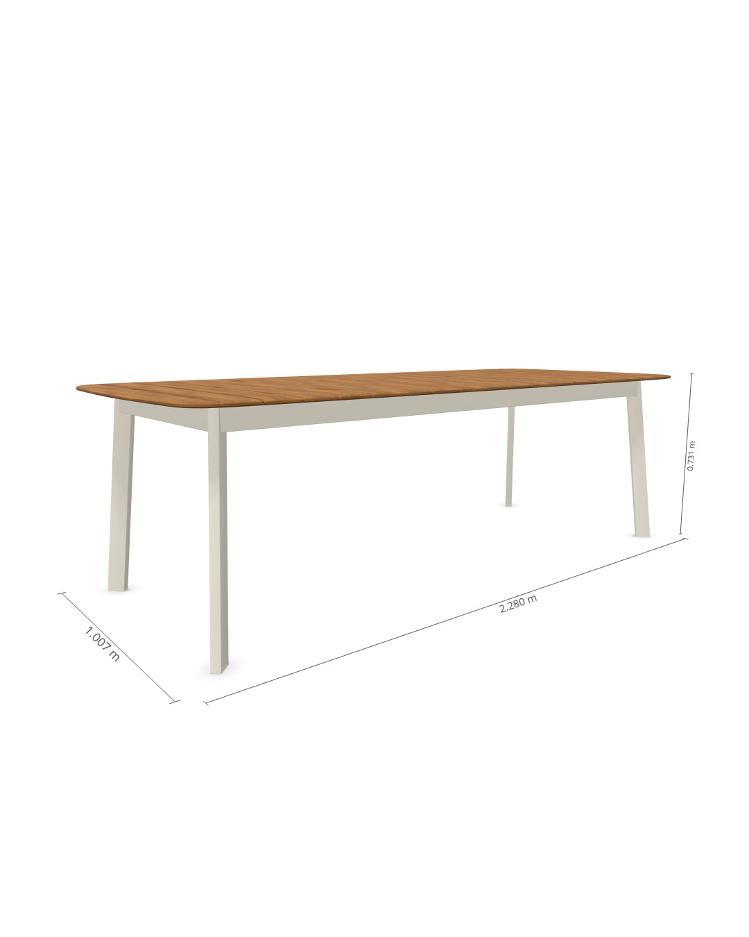 Tavolo outdoor Shine rettangolare in alluminio e teak 225x100