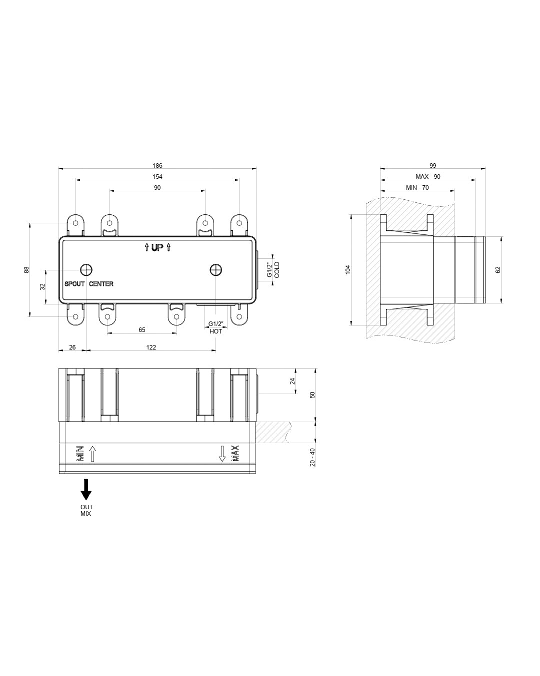 Gessi - Miscelatore lavabo parte incasso a parete - 44697