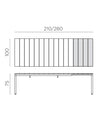 Tavolo allungabile RIO ALU 210 EXT in alluminio verniciato 210-280x100 cm