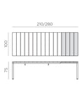 Tavolo allungabile RIO ALU 210 EXT in alluminio verniciato 210-280x100 cm