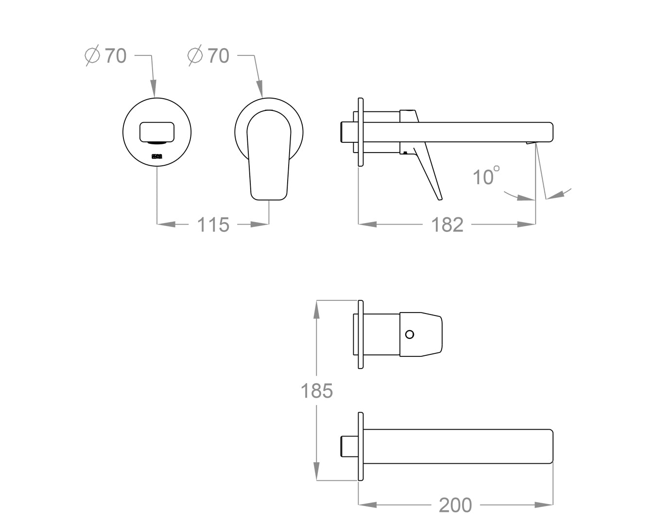 FIR Juice 53 miscelatore lavabo a parete senza piastra