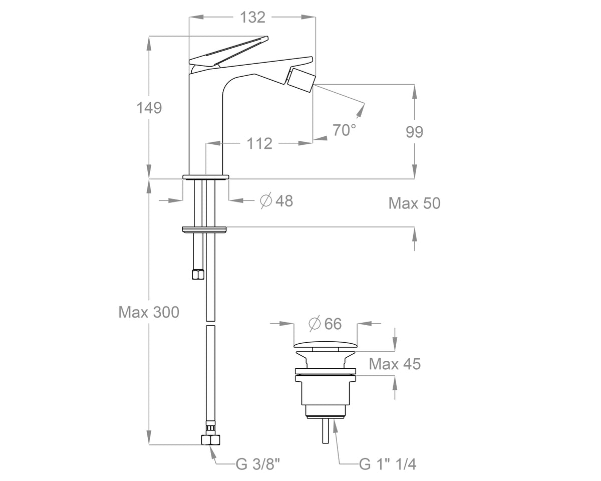 FIR Juice 53 miscelatore bidet con scarico clic-clac