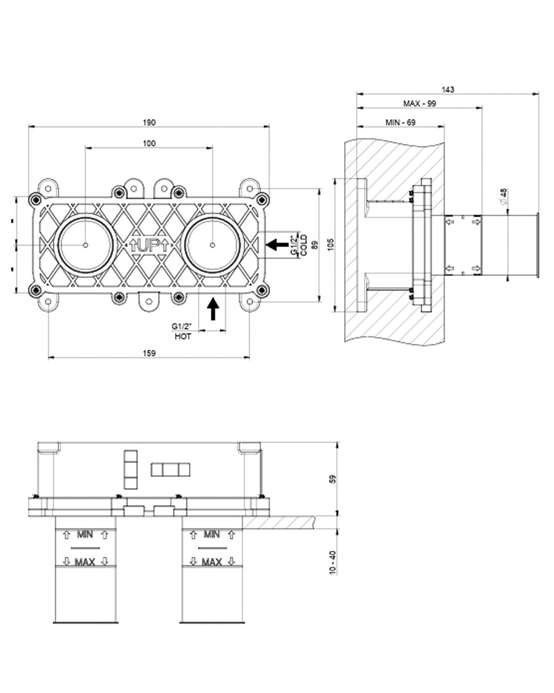 Gessi - Miscelatore lavabo parte incasso a parete - 54198