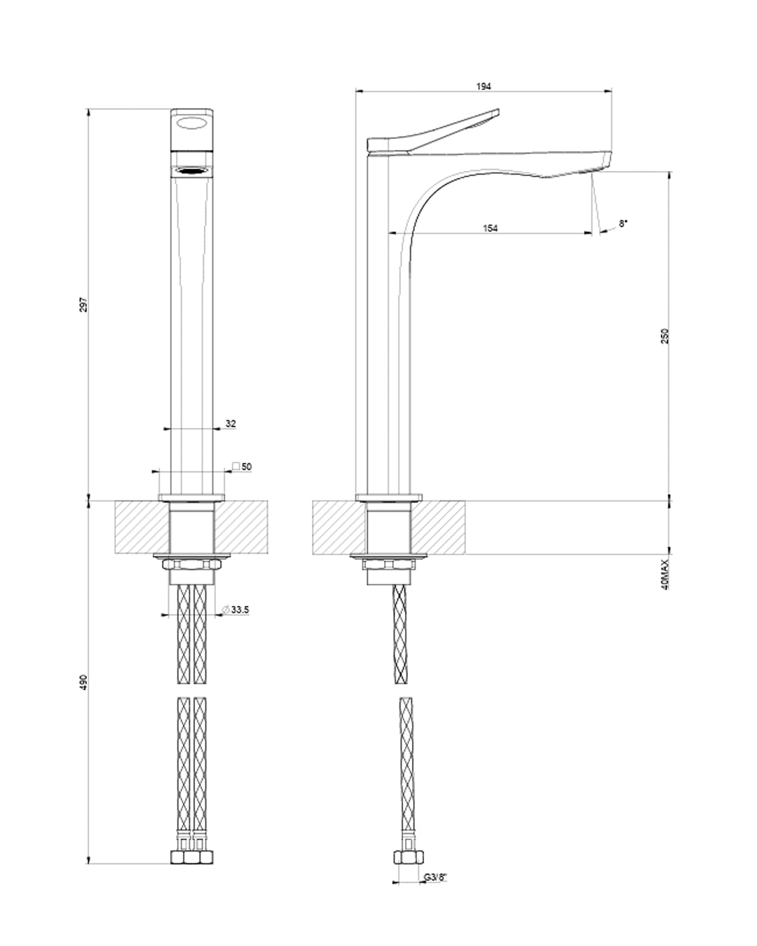 Gessi - Rilievo Miscelatore lavabo alto - 59004