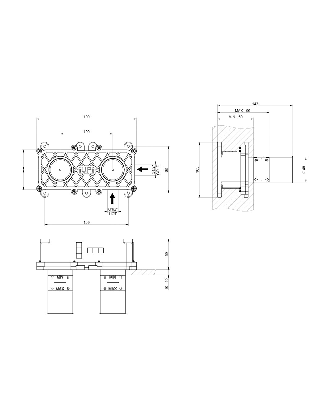 Gessi - Miscelatore lavabo parte incasso a parete - 63397