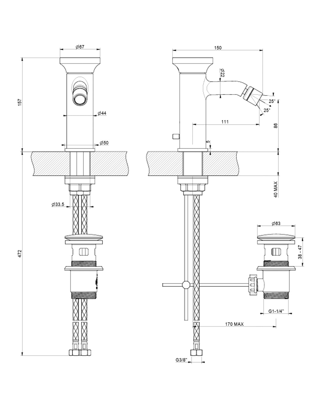 Gessi - Origini Miscelatore bidet 66007