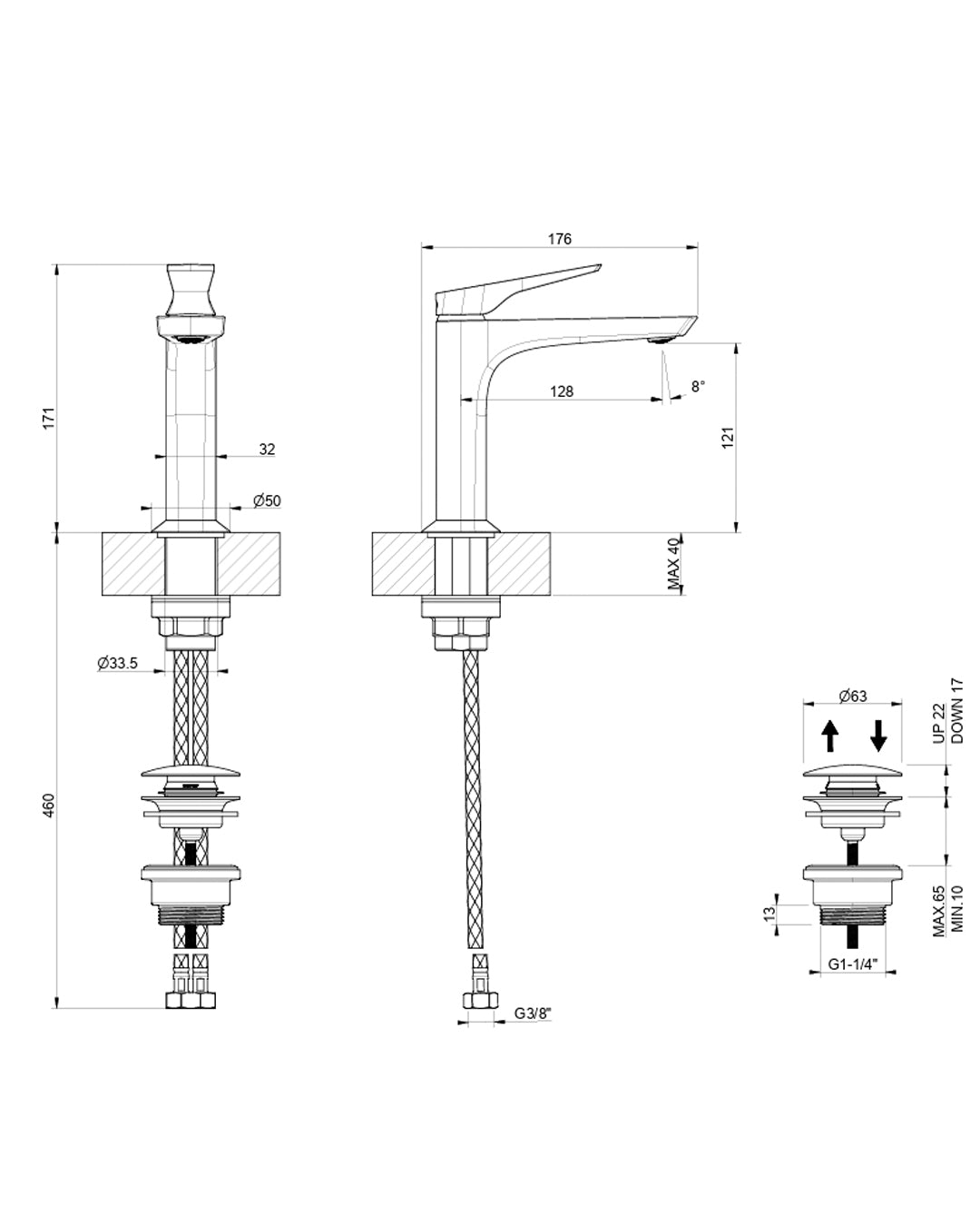 Gessi Ventaglio - Miscelatore lavabo basso