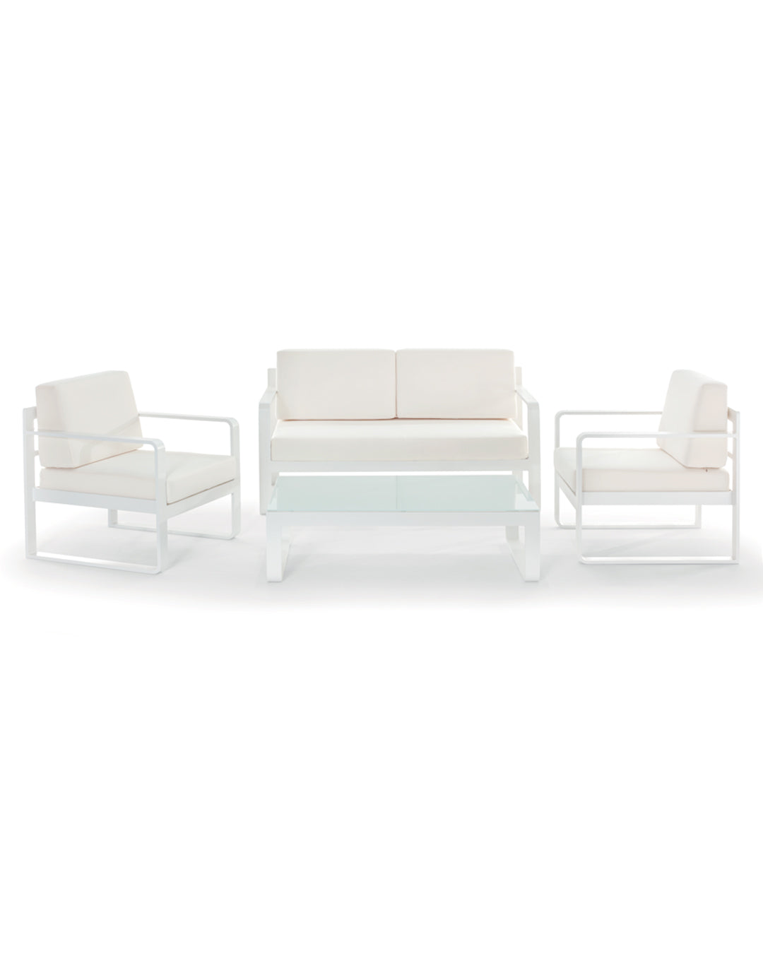 Set giardino Capri alluminio bianco con cuscini bianchi