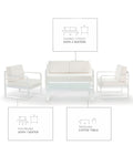 Set giardino Capri alluminio bianco con cuscini bianchi