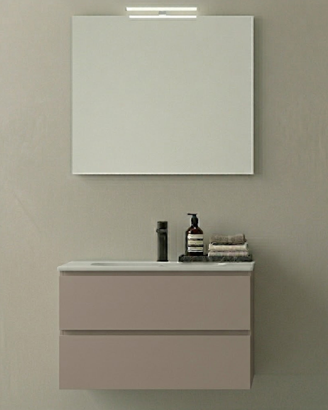Mobile bagno Qubo2 Hafro Gruppo Geromin finitura Castoro