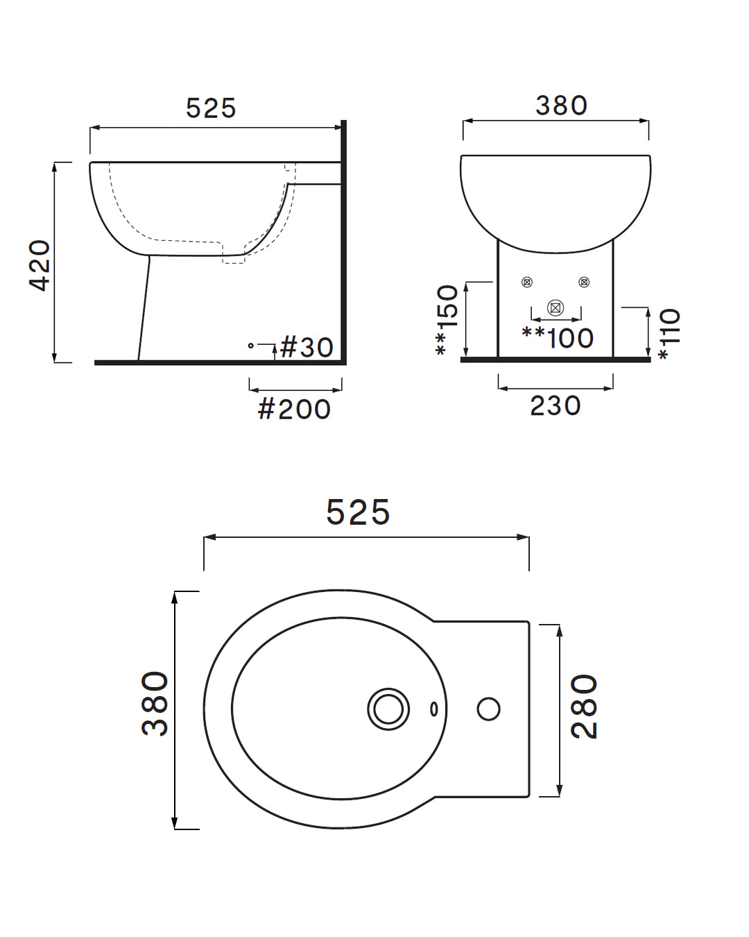 Ceramica Cielo - Easy Round Bidet a pavimento bianco - EASBI