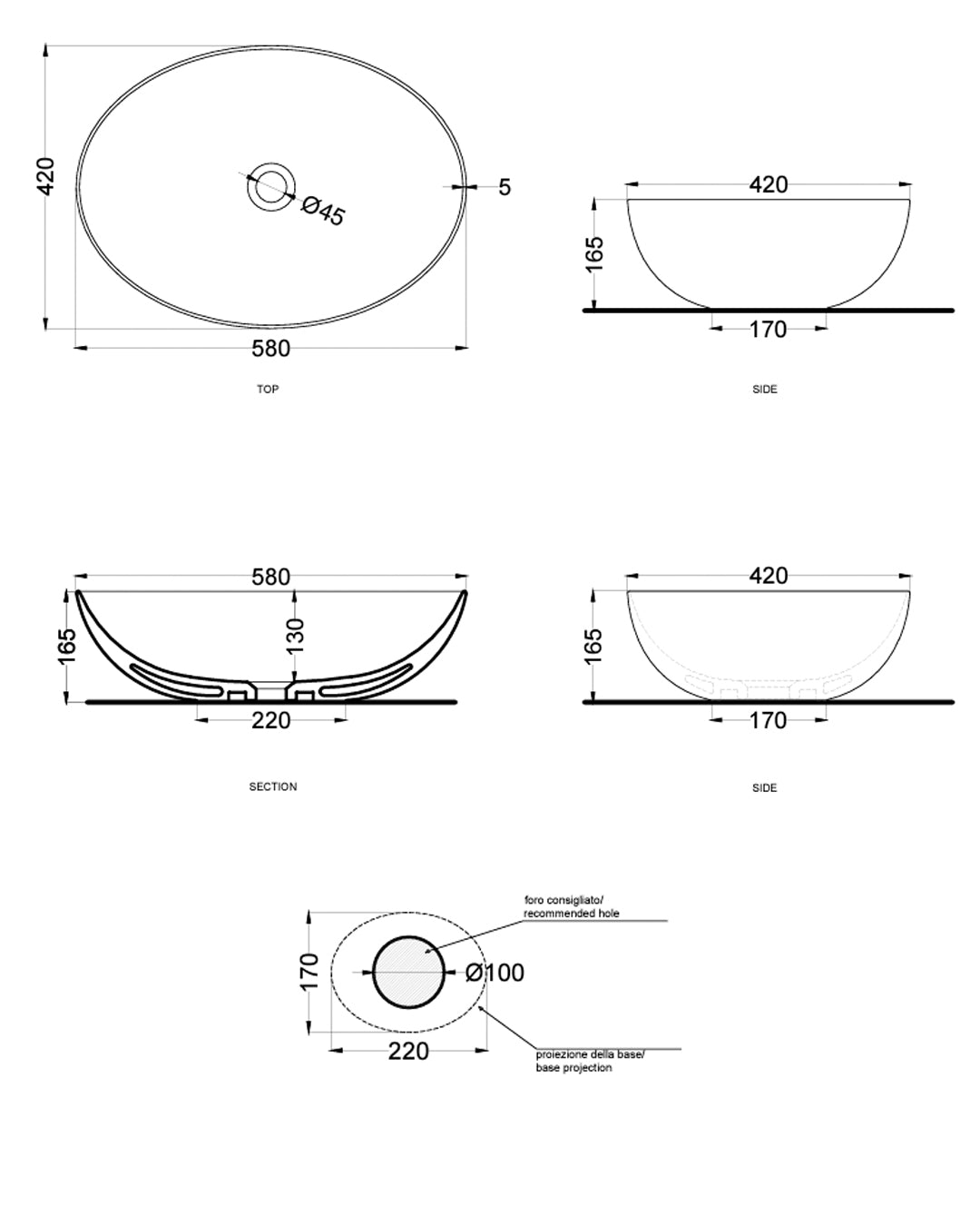 Ceramica Cielo - Eco Small Countertop Washbasin