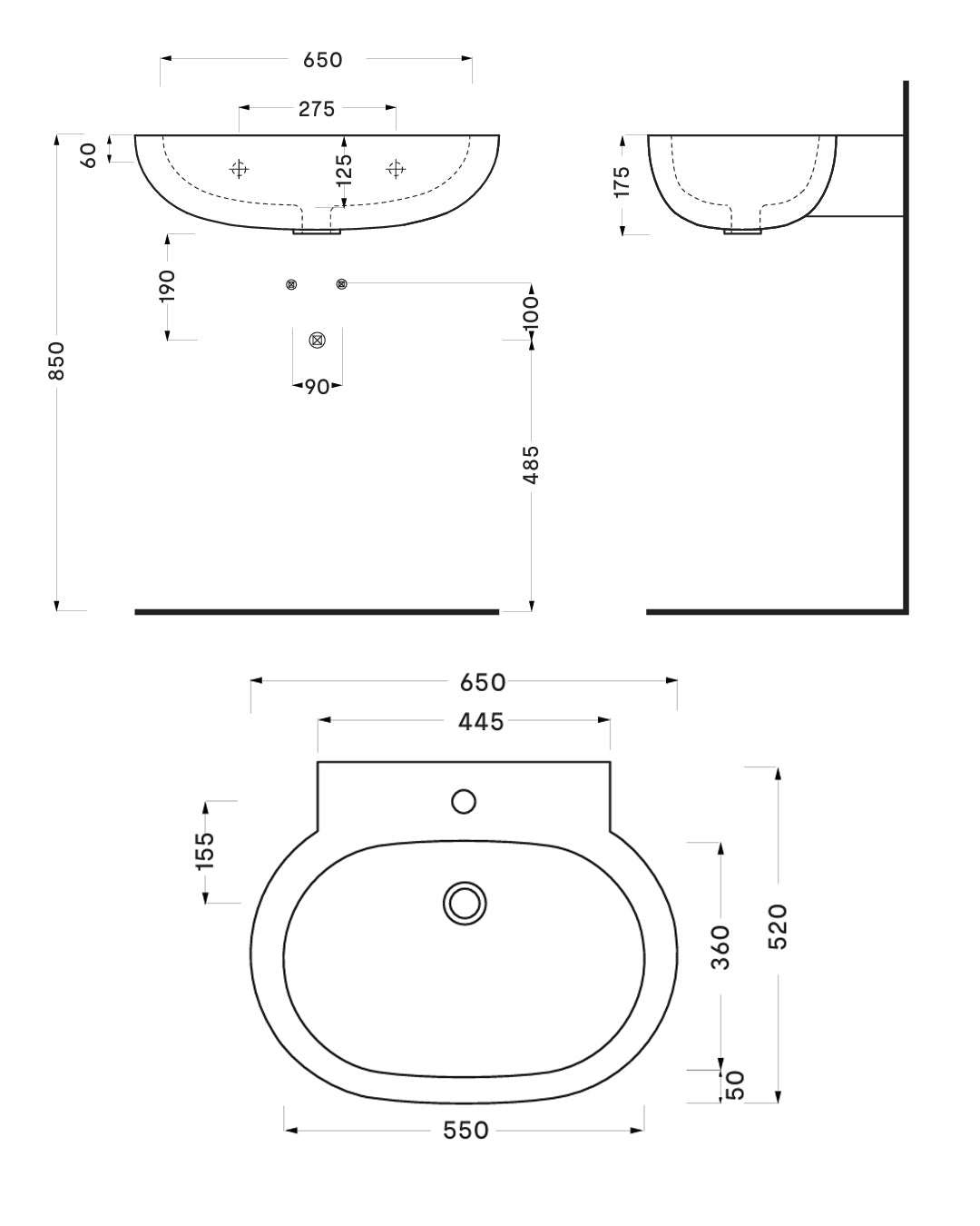 Ceramica Cielo Easy Evo lavabo monoforo bianco 65x52