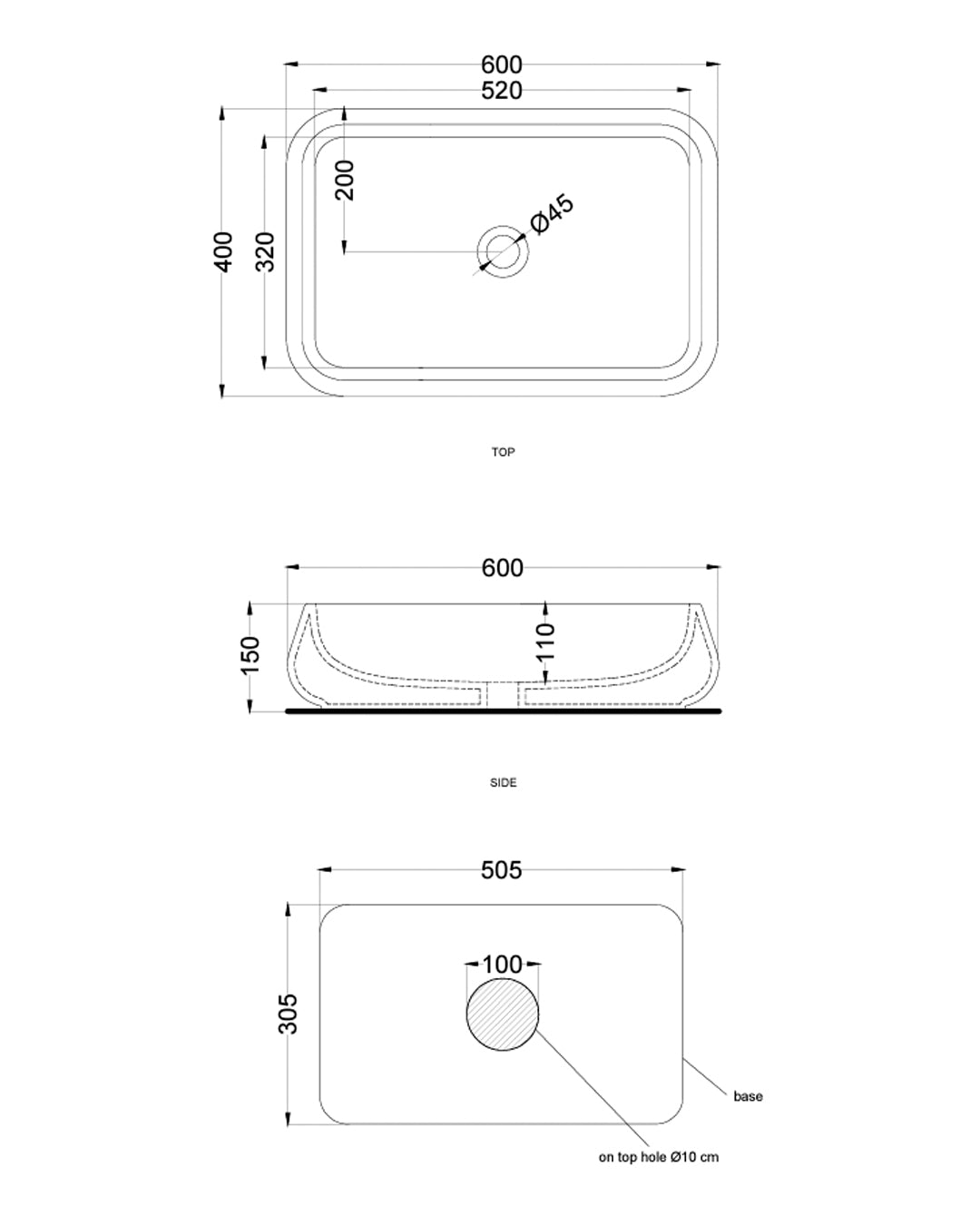 Ceramica Cielo Shui Comfort Lavabo da appoggio rettangolare 60x40 cm
