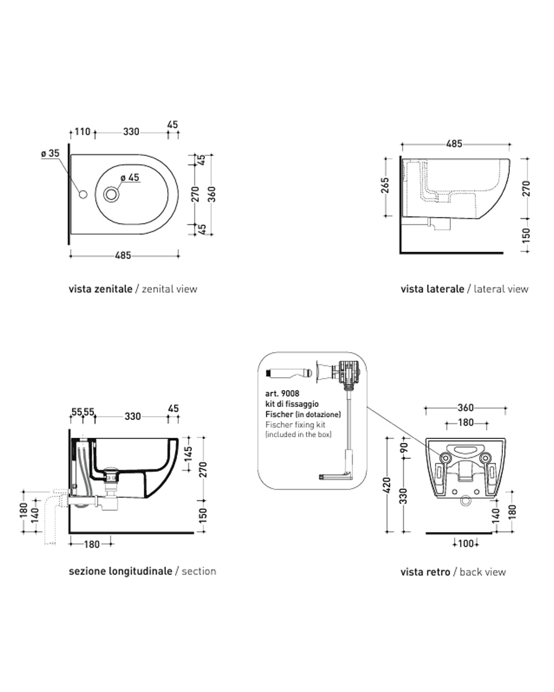 Ceramica Flaminia MiniApp Bidet sospeso Bianco