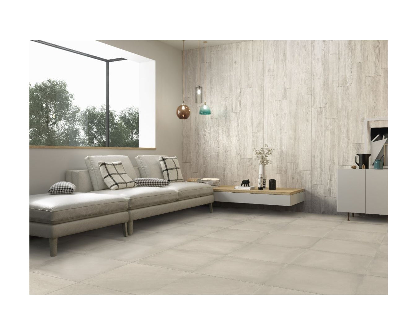 Castelvetro Land White piastrella gres effetto cemento 100x100