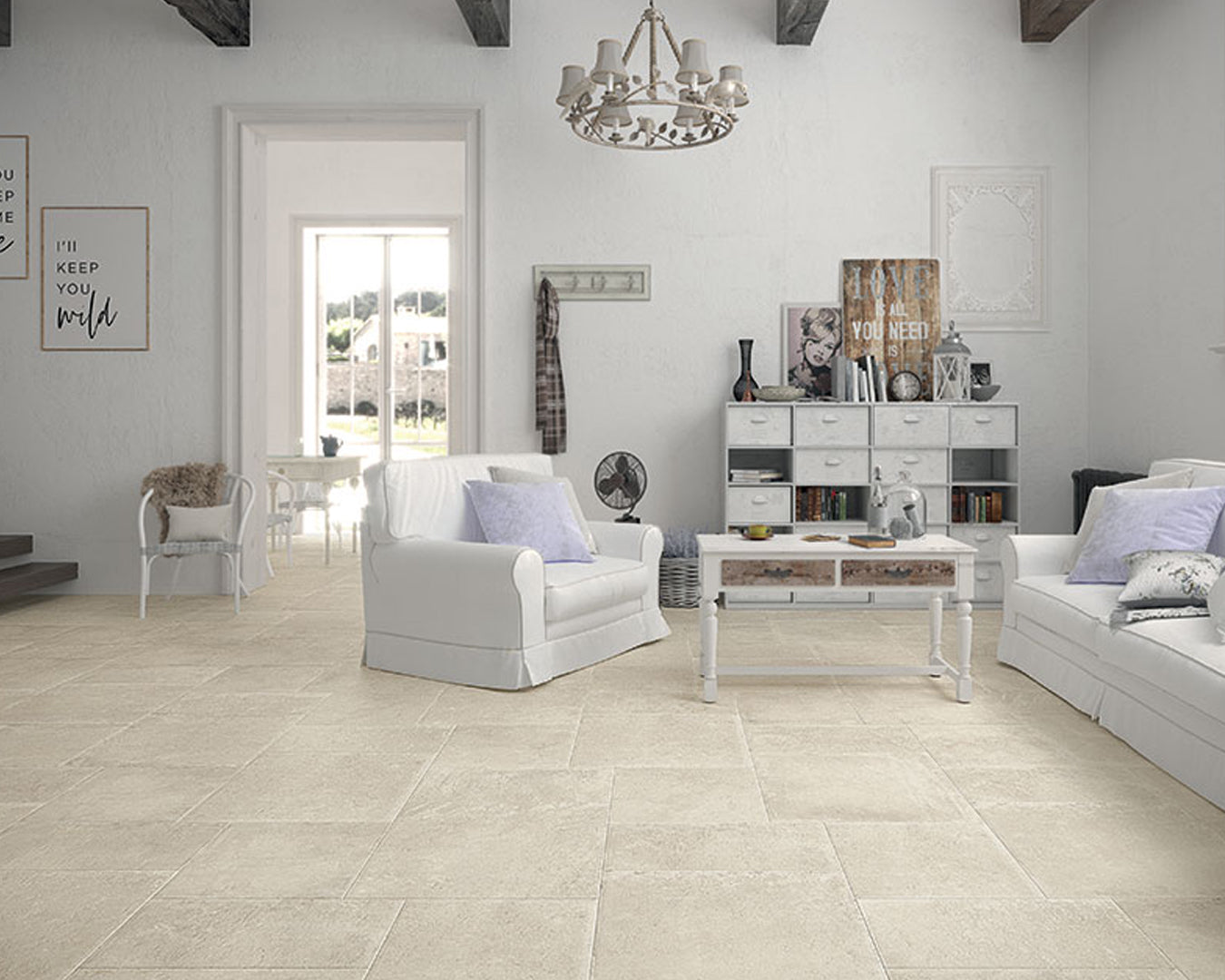 Castelvetro Matiere White piastrella gres effetto pietra 60x60