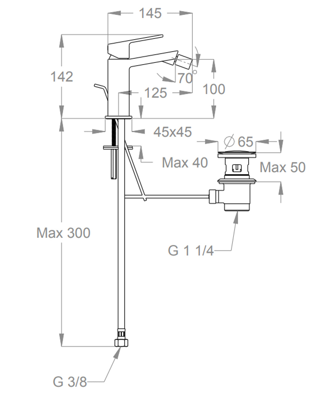 FIR Italia Kelio 63 miscelatore bidet con scarico cromo