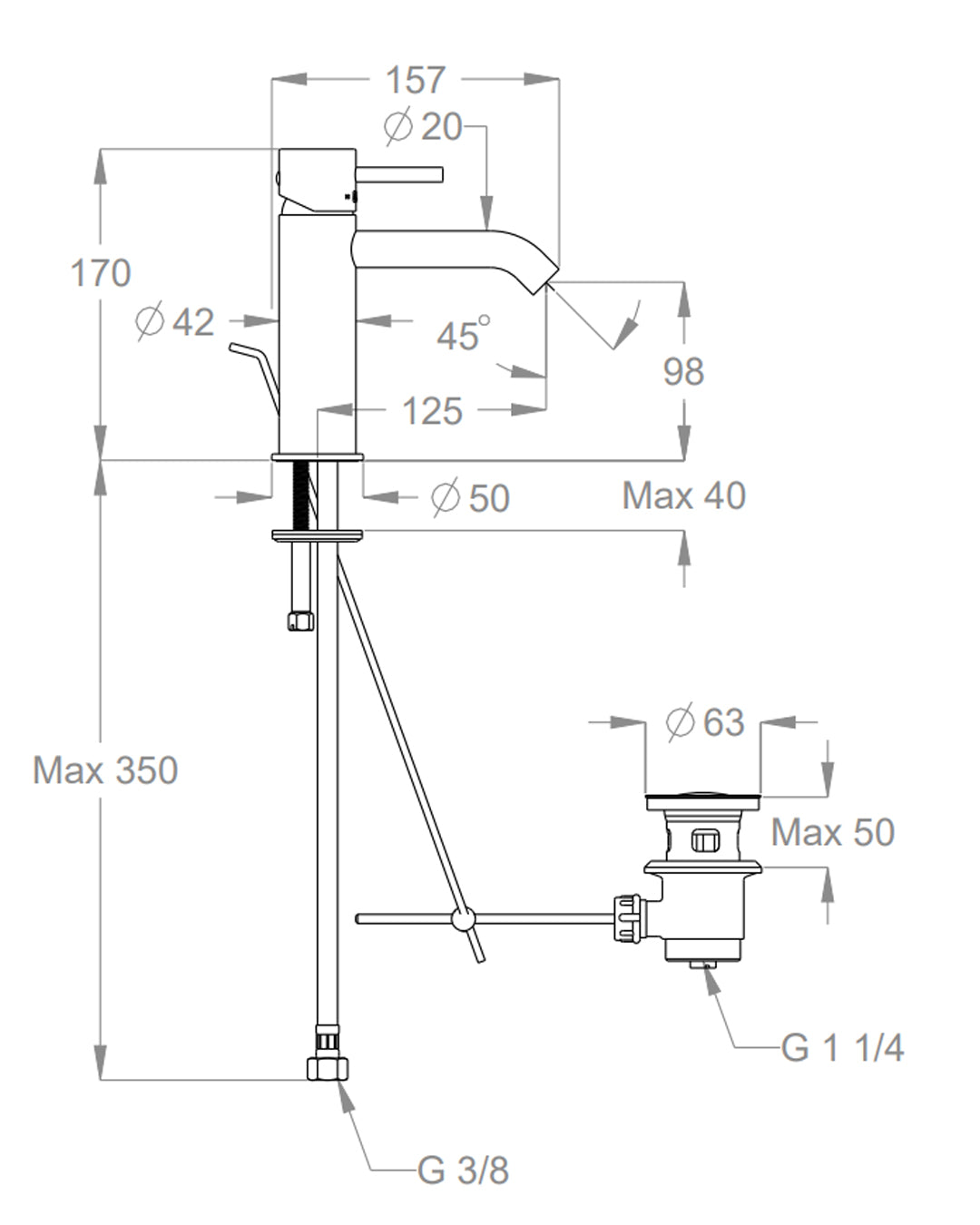 FIR - ITALIA Cleo 84 Miscelatore per lavabo con scarico int. 125 mm cromo - 84112111000