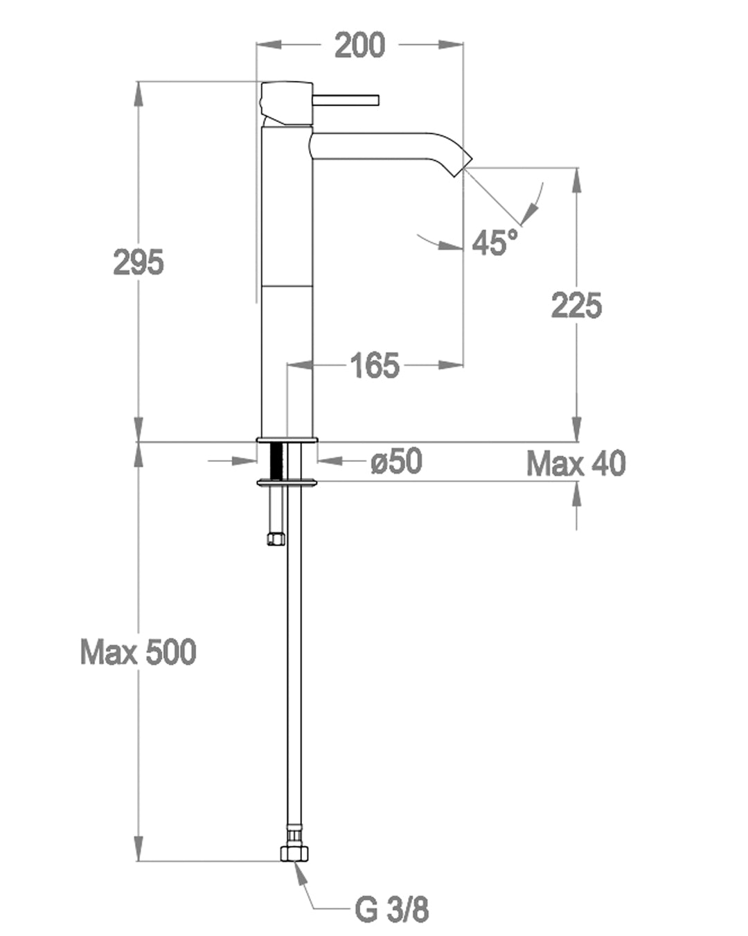 FIR Italia Cleo 84 Miscelatore alto per lavabo senza scarico cromo