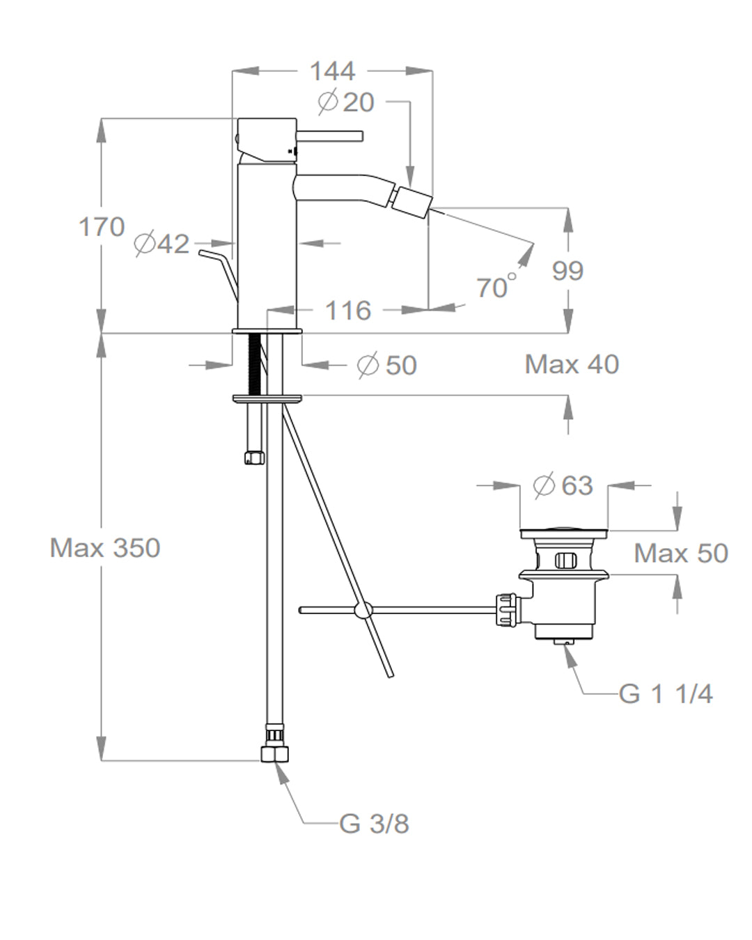 FIR - ITALIA Cleo 84 Bidet mixer with chrome waste - 84211211000