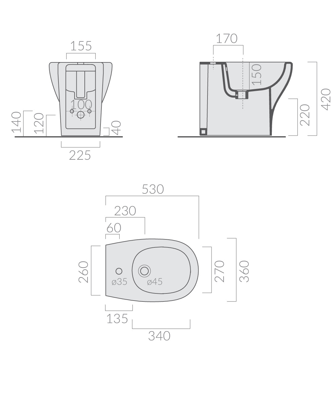 Galassia Eden bidet a pavimento 53x36xh42 cm bianco ceramica