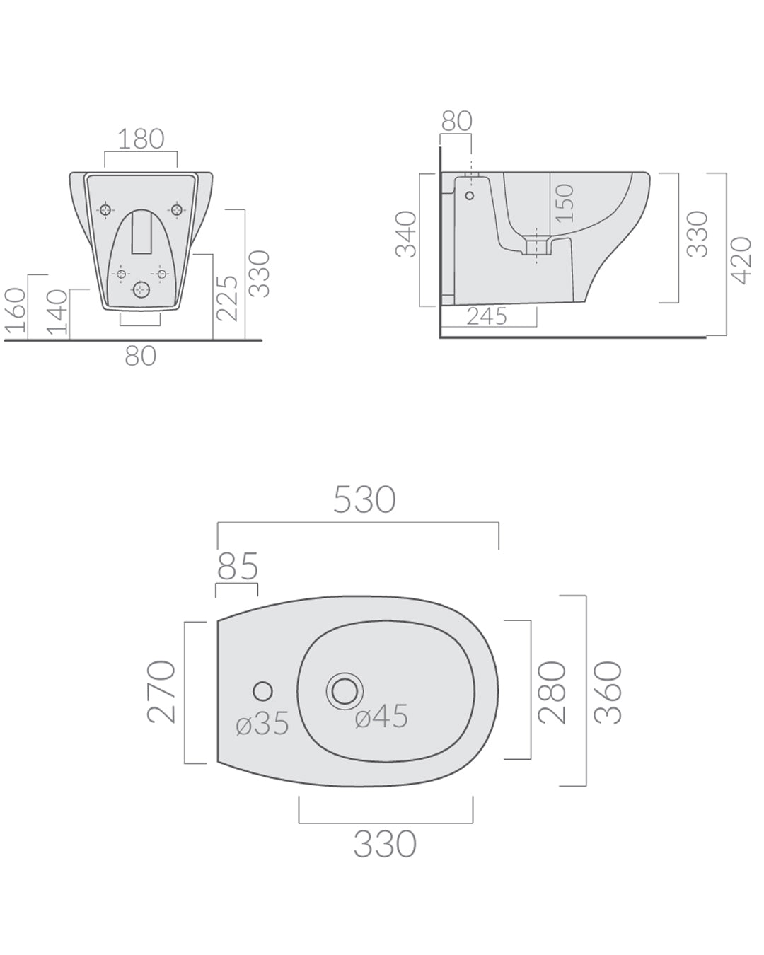 Galassia - Eden Bidet sospeso monoforo 53x36xh33 cm bianco - 7216