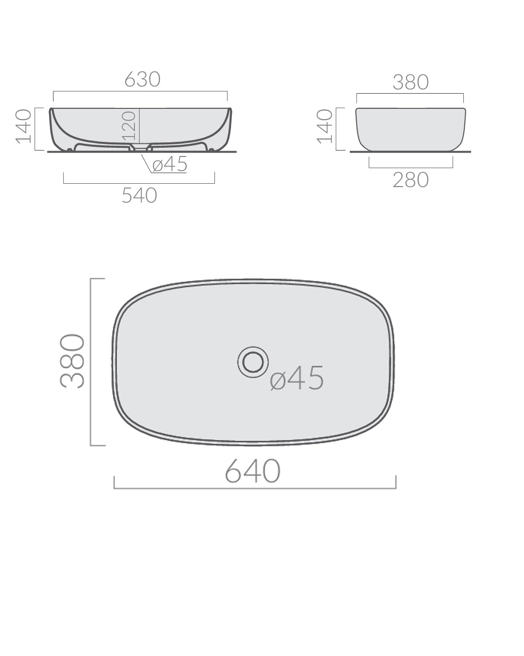 Galassia - Dream Lavabo da appoggio 64x38 cm bianco - 7300