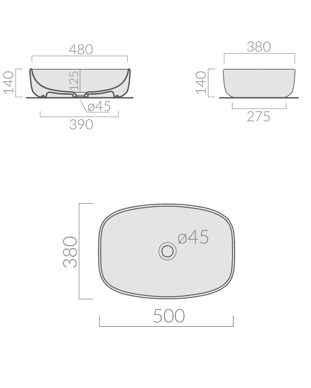 Galassia Dream lavabo da appoggio 50x38 cm bianco ceramica